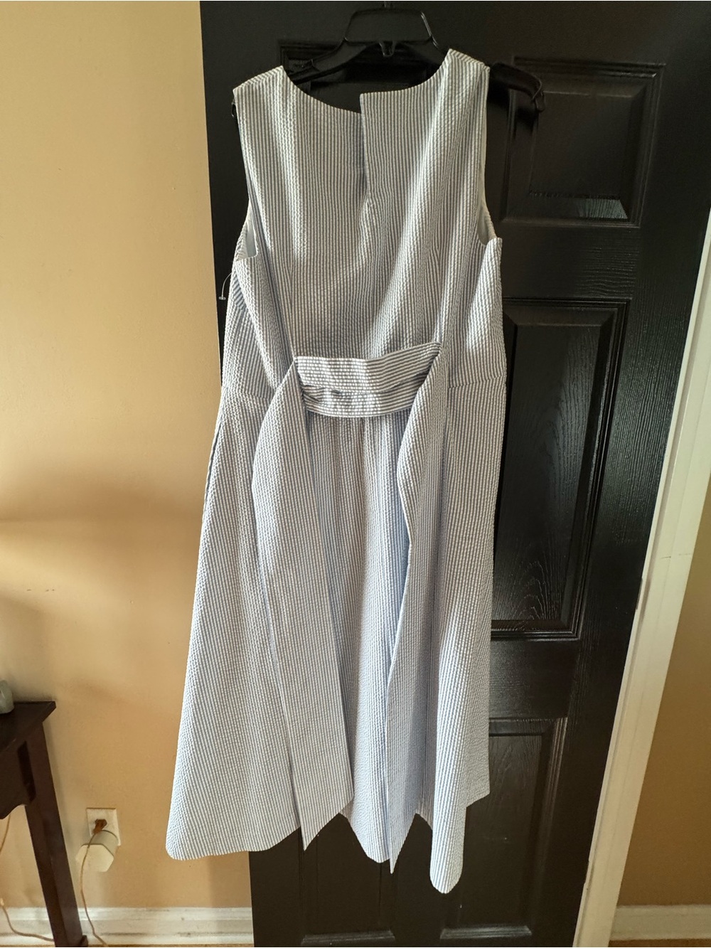 Anne Klein Light Blue & White Seersucker A-Line Dress - Picture 3 of 7